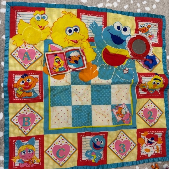 Vintage 1989 playskool sesame street activity mat tummytime baby cookie monster - Picture 9 of 10